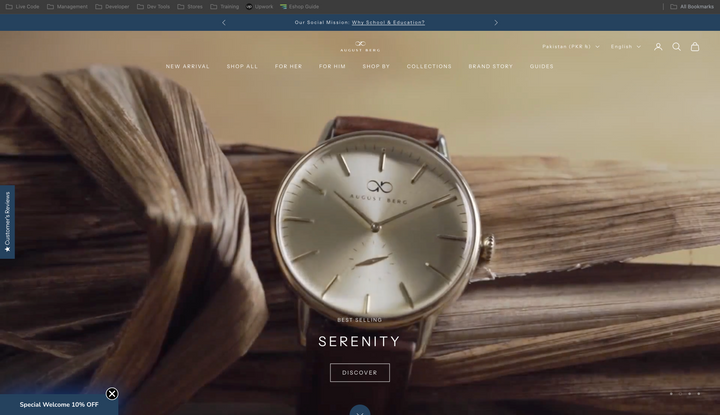 Watch on a wooden surface with a blurred background