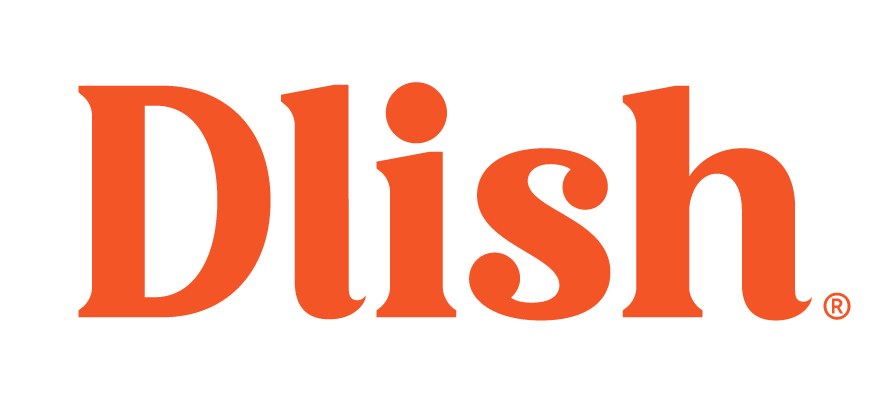 Dlish logo in orange on a white background