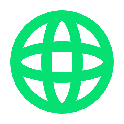Green circular logo with a geometric design on a white background